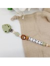 Attache tétine personnalisée, silicone, cadeau naissance, bébé, Safari Lion