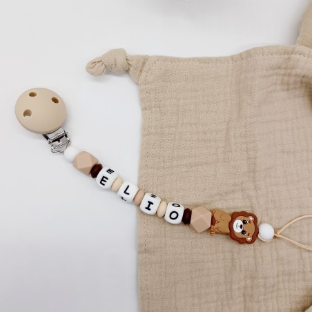 Attache tétine personnalisée, silicone, cadeau naissance, bébé, Safari