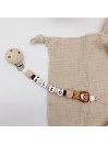 Attache tétine personnalisée, silicone, cadeau naissance, bébé, Safari