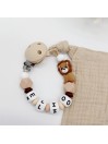 Attache tétine personnalisée, silicone, cadeau naissance, bébé, Safari