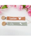 Attache tétine personnalisée, gaze de coton, cadeau naissance, bébé, sucette