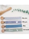Attache tétine personnalisée, gaze de coton, cadeau naissance, bébé, sucette