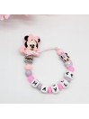 Attache tétine personnalisée, Bébé Minnie. Silicone, cadeau naissance, bébé.