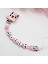 Attache tétine personnalisée, Bébé Minnie. Silicone, cadeau naissance, bébé.