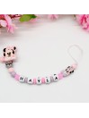 Attache tétine personnalisée, Bébé Minnie. Silicone, cadeau naissance, bébé.