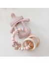 Anneau de dentition personnalisée, hochet, silicone et bois naturel. Cadeau naissance, bébé, Panpan.