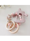 Anneau de dentition personnalisée, hochet, silicone et bois naturel. Cadeau naissance, bébé, Panpan.