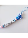 Attache tétine personnalisée, Stitch. Silicone, cadeau naissance, bébé.