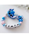 Attache tétine personnalisée, Stitch. Silicone, cadeau naissance, bébé.