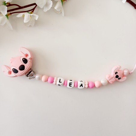 Attache tétine personnalisée, Angel. Silicone, cadeau naissance, bébé.