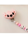 Attache tétine personnalisée, Angel. Silicone, cadeau naissance, bébé.