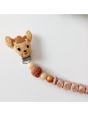 Attache tétine personnalisée, bois naturel. Silicone, cadeau naissance, bébé, Bambi..
