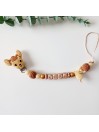 Attache tétine personnalisée, bois naturel. Silicone, cadeau naissance, bébé, Bambi..