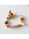 Coffret attache tétine et anneau-hochet personnalisés, bois naturel. Cadeau naissance, bébé, Bambi.
