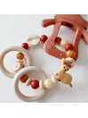 Anneau de dentition personnalisée, hochet, silicone et bois naturel. Cadeau naissance, bébé, Bambi.