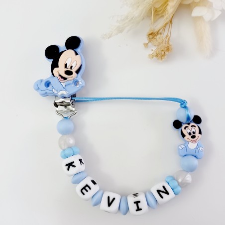 Attache tétine personnalisée, Bébé Mickey. Silicone, cadeau naissance, bébé.