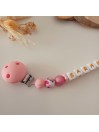 Attache tétine personnalisée, silicone, cadeau naissance, bébé, Rose Fleurs