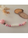 Attache tétine personnalisée, silicone, cadeau naissance, bébé, Rose Fleurs