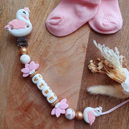 Attache tétine personnalisée, silicone, cadeau naissance, bébé, Vibe