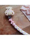 Attache tétine personnalisée, silicone, cadeau naissance, bébé, Erika