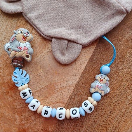 Attache tétine personnalisée, silicone, cadeau naissance, bébé, Panpan