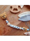 Attache tétine personnalisée, silicone, cadeau naissance, bébé, Toys Bleu