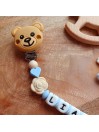 Attache tétine personnalisée, silicone, cadeau naissance, bébé, Toys Bleu