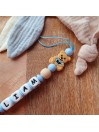 Attache tétine personnalisée, silicone, cadeau naissance, bébé, Toys Bleu
