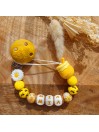 Attache tétine personnalisée, silicone, cadeau naissance, bébé, Abeilles