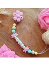 Attache tétine personnalisée, silicone, cadeau naissance, bébé, Printemps