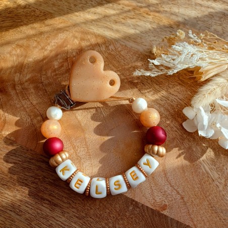 Attache tétine personnalisée, silicone, cadeau naissance, bébé.