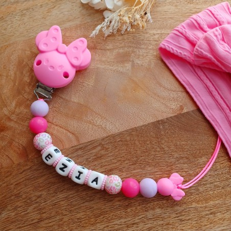Attache tétine personnalisée, silicone, cadeau naissance, bébé, Minnie