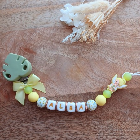 Attache tétine personnalisée, silicone, cadeau naissance, bébé, Clochette
