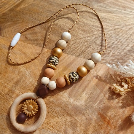 Collier d'allaitement personnalisée, silicone, cadeau naissance, Caramel