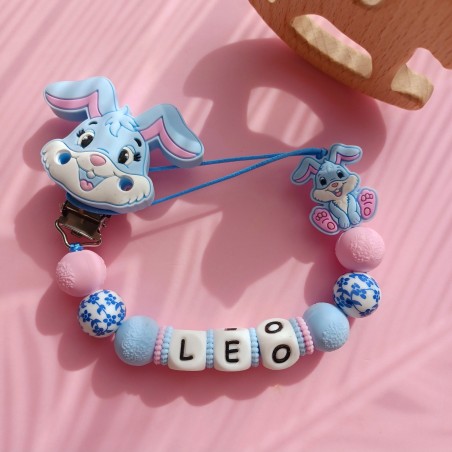 Attache tétine personnalisée, silicone, cadeau naissance, bébé, Lapin
