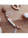Attache tétine personnalisée, silicone, cadeau naissance, bébé, Marron