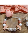 Attache tétine personnalisée, silicone, cadeau naissance, bébé, Orange