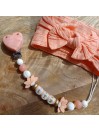Attache tétine personnalisée, silicone, cadeau naissance, bébé, Orange