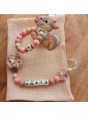 Attache tétine personnalisée, silicone, cadeau naissance, bébé, Miss Bunny