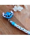Attache tétine personnalisée, silicone, cadeau naissance, Stitch.