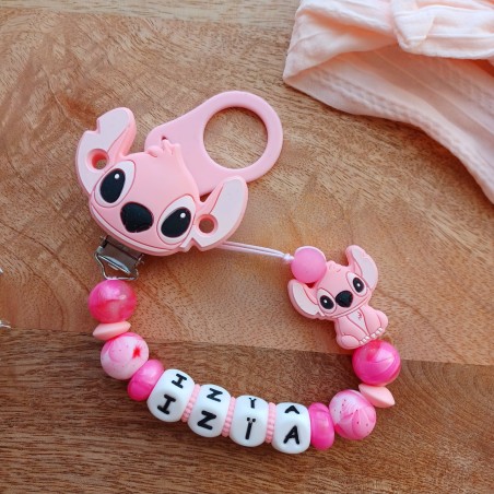 Attache tétine personnalisée, silicone, cadeau naissance, Angel.