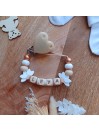 Attache sucette personnalisée, silicone, cadeau naissance, bébé, Coeur pailletes