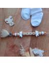 Attache sucette personnalisée, silicone, cadeau naissance, bébé, Coeur pailletes