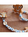 Attache tétine personnalisée - Simba - Roi lion - attache sucette prénom - anneau de dentition