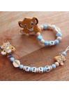 Attache tétine personnalisée - Simba - Roi lion - attache sucette prénom - anneau de dentition
