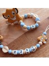 Attache tétine personnalisée - Simba - Roi lion - attache sucette prénom - anneau de dentition
