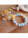 Attache tétine personnalisée - Simba - Roi lion - attache sucette prénom - anneau de dentition