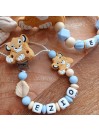 Attache tétine personnalisée - Simba - Roi lion - attache sucette prénom - anneau de dentition