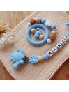 Attache tétine personnalisée dinosaure - attache sucette silicone - cadeau naissance.