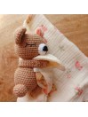 Doudou Oursonne en gaze de cotton. Cadeau de naissance. Beige - Rose